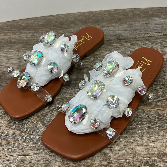 Nanette Lepore Rhinestone Translucent Sandals Size 7.5 - Picture 1 of 8